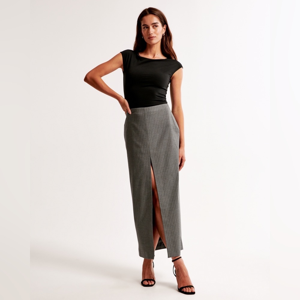 ABERCROMBIE & FITCH Pin Striped Mid Rise Pencil Maxi Skirt‎ NWT